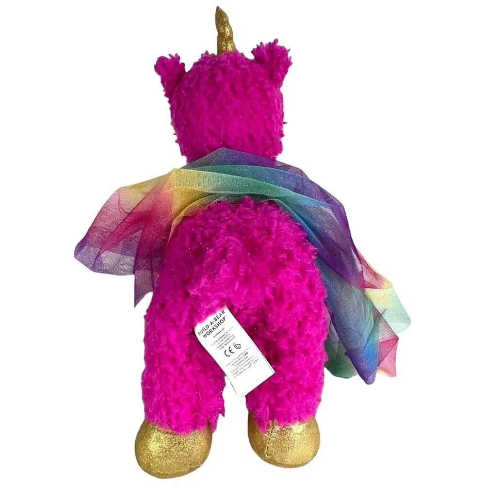Build A Bear Pink Sparkle LlamaCorn‎ Plush Llama Unicorn Rainbow Net Outfit Toy